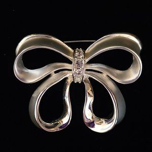 Napier Gorgeous Satin Brooch Twisted Bow Large VTG Jewlery Pin Back Mark 6349